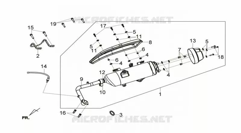 SILENCIEUX SYM scooter 125 2014 GTS 125I (LN12W2-EU) (L4)  GTS 125I (LN12W2-EU) (L4)