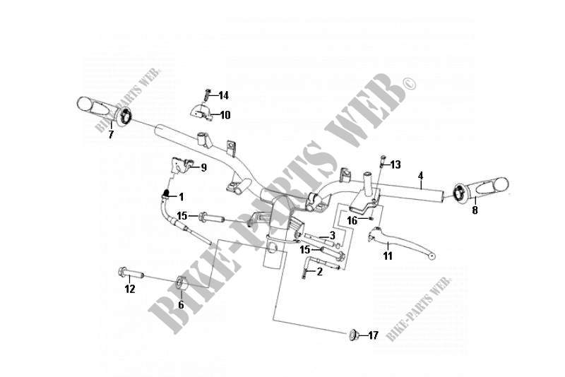 GUIDON pour SYM FIDDLE II 50 (25 KMH) (NEW ENGINE) (AF05W1-6) (K9-L2) de 2009