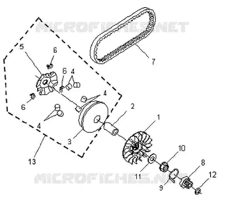 FLASQUE DE POULIE SYM scooter 125 2007 VS 125 (HA12A6-4)  VS 125 (HA12A6-4)