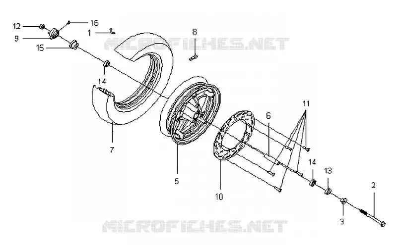 ROUE AVANT SYM scooter 125 2007 VS 125 (HA12A6-4)  VS 125 (HA12A6-4)