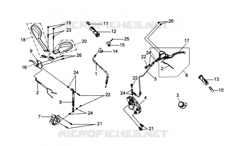 AVANT - FREIN ARRIERE / MIROIR ARRIERE SYM scooter 125 2012 VS 125S (HV12WD-6)  VS 125S (HV12WD-6)