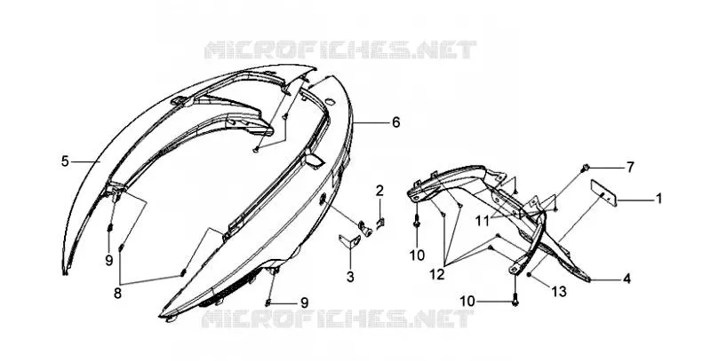 CARROSSERIE / GARDE-BOUE ARRIÈRE SYM scooter 125 2012 VS 125S (HV12WD-6)  VS 125S (HV12WD-6)