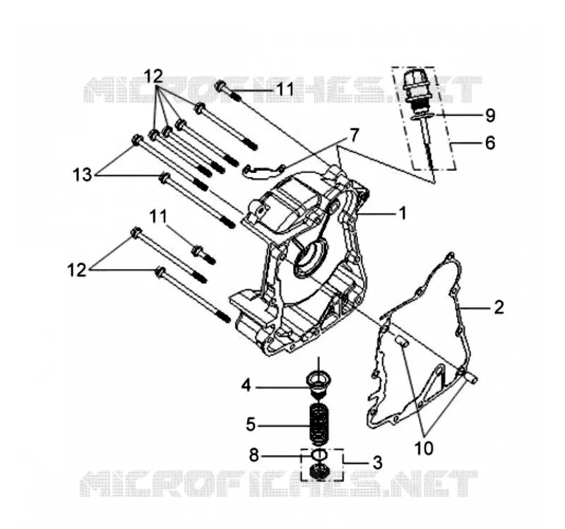 COUVERCLE DE CARTER DE MANIVELLE DROIT SYM scooter 125 2011 VS 125S (HV12WD-6)  VS 125S (HV12WD-6)