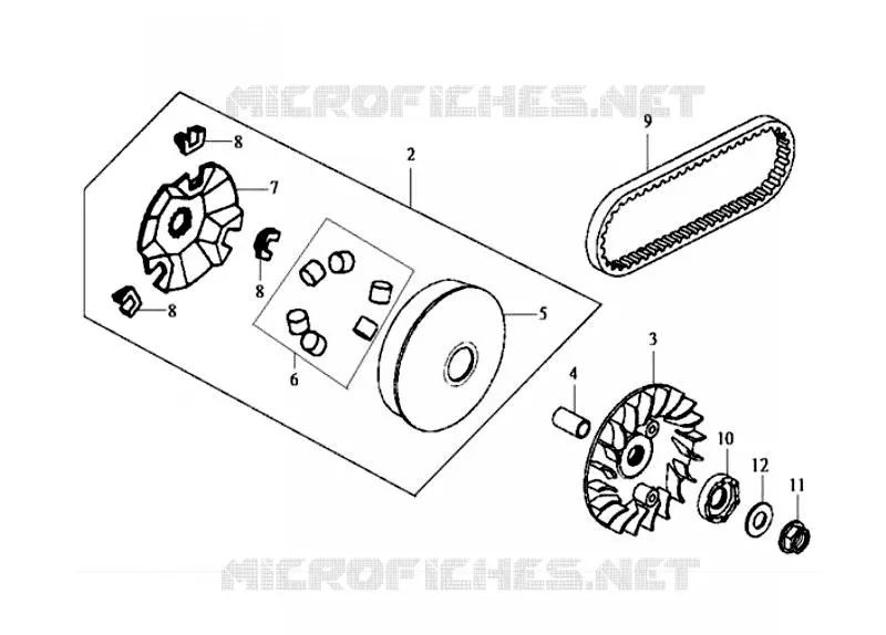 PLATEAU MOBILE VARIATEUR SYM scooter 200 2011 HD 200 (LH18W-6) (L1)  HD 200 (LH18W-6) (L1)