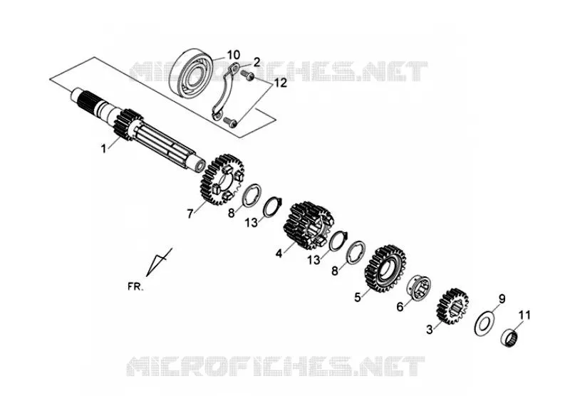 ARBRE D'ENGRENAGE SYM moto 250 2011 WOLF 250EFI  (PD25A1-6) (L1)  WOLF 250EFI  (PD25A1-6) (L1)