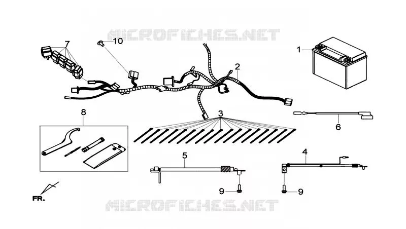 HARNAIS DE FIL - BATTERIE SYM scooter 600 2015 MAXSYM 600I (LX60A2-FR) (L5)  MAXSYM 600I (LX60A2-FR) (L5)